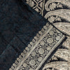 Sanskriti Vintage Black Pure Satin Sarees Banarasi Brocade Zari Handwoven 4.5+Yd