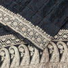 Sanskriti Vintage Black Pure Satin Sarees Banarasi Brocade Zari Handwoven 4.5+Yd