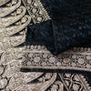 Sanskriti Vintage Black Pure Satin Sarees Banarasi Brocade Zari Handwoven 4.5+Yd