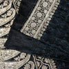 Sanskriti Vintage Black Pure Satin Sarees Banarasi Brocade Zari Handwoven 4.5+Yd