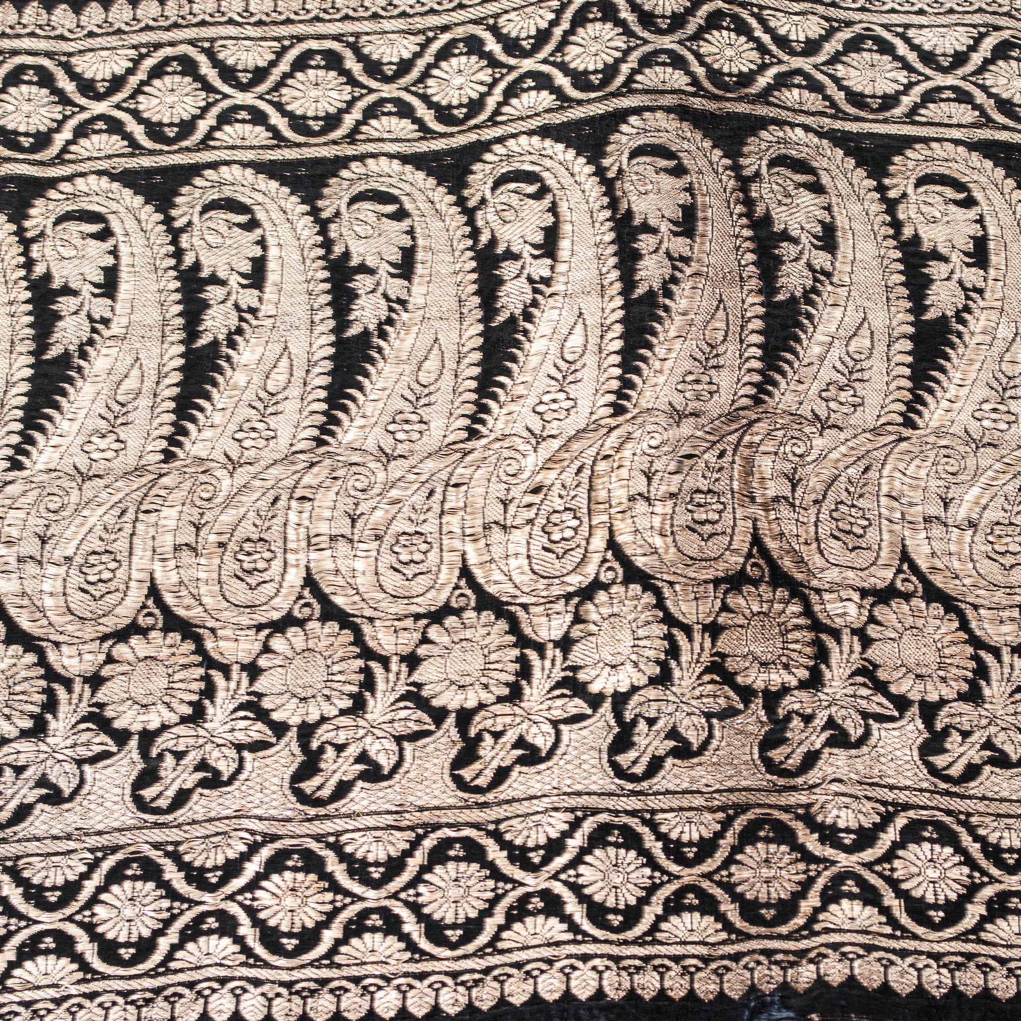 Sanskriti Vintage Black Pure Satin Sarees Banarasi Brocade Zari Handwoven 4.5+Yd