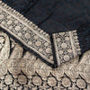 Sanskriti Vintage Black Pure Satin Sarees Banarasi Brocade Zari Handwoven 4.5+Yd