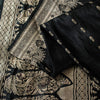 Sanskriti Vintage Black Pure Satin Sarees Banarasi Brocade Zari Hand-Woven 5+Yd