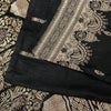 Sanskriti Vintage Black Pure Satin Sarees Banarasi Brocade Zari Hand-Woven 5+Yd