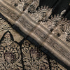 Sanskriti Vintage Black Pure Satin Sarees Banarasi Brocade Zari Hand-Woven 5+Yd