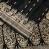 Sanskriti Vintage Black Pure Satin Sarees Banarasi Brocade Zari Hand-Woven 5+Yd