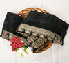 Sanskriti Vintage Black Pure Satin Sarees Banarasi Brocade Zari Hand-Woven 5+Yd