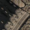 Sanskriti Vintage Black Pure Satin Sarees Banarasi Brocade Zari Hand-Woven 5+Yd
