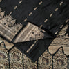 Sanskriti Vintage Black Pure Satin Sarees Banarasi Brocade Zari Hand-Woven 5+Yd