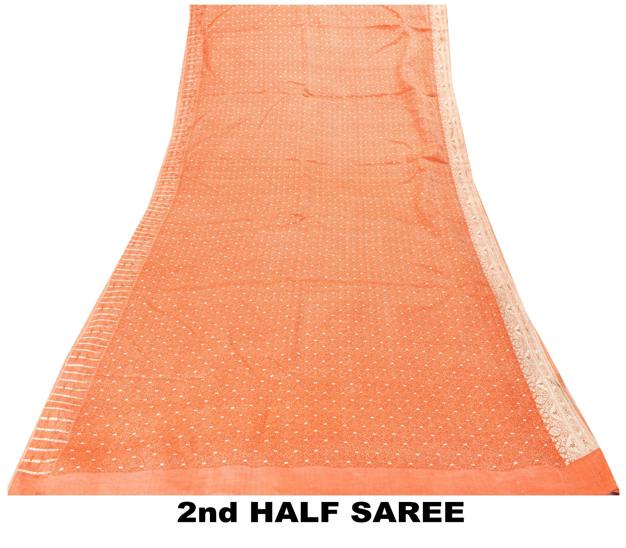 Sanskriti Vintage Coral Pure Satin Sarees Banarasi Brocade Zari Hand-Woven 5+YD