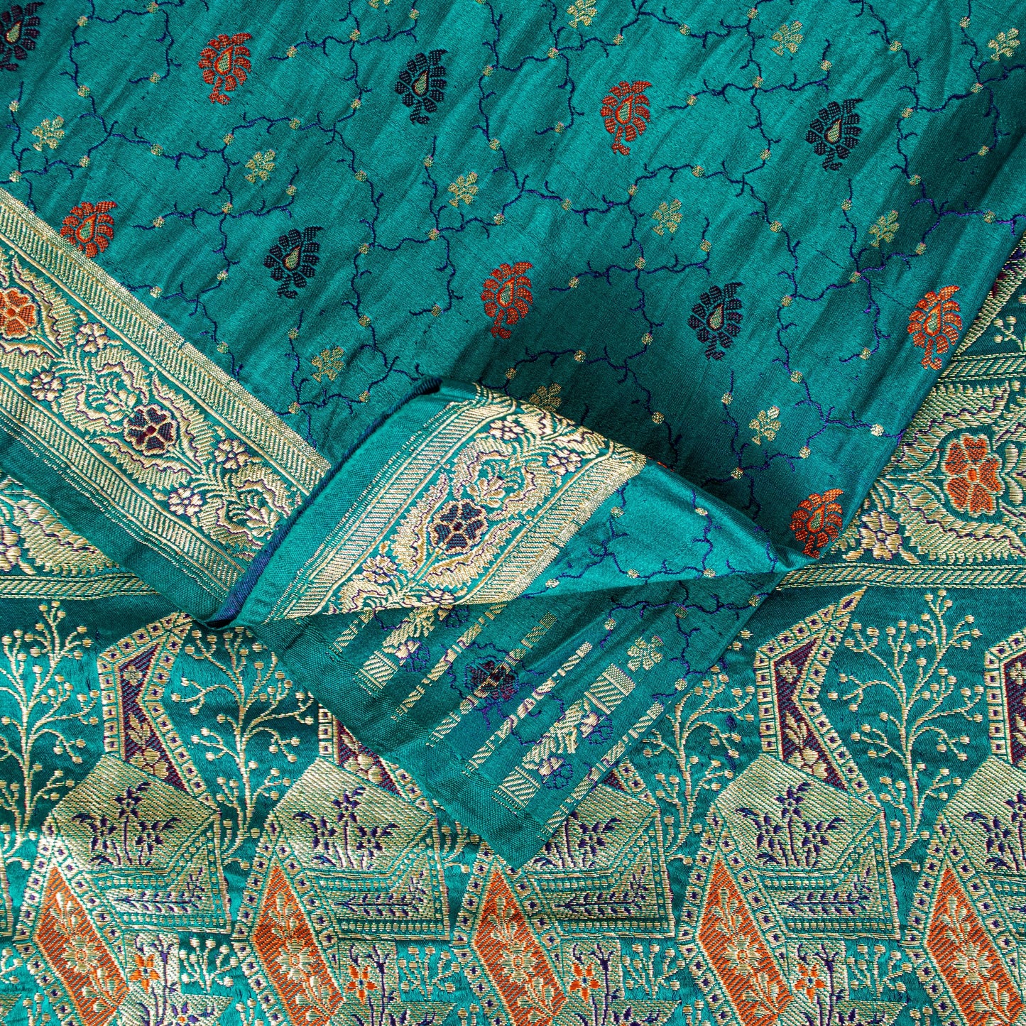 Sanskriti Vintage Saree Blue 100% Pure Satin Silk 5+Yd Sari Banarasi Brocade Zari HandWoven Uses-Table linen, Cushions, Curtains, Dressing