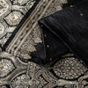 Sanskriti Vintage Black Pure Satin Saree Banarasi Brocade Zari Hand-Woven 6+Y