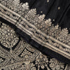 Sanskriti Vintage Black Pure Satin Saree Banarasi Brocade Zari Hand-Woven 6+Y