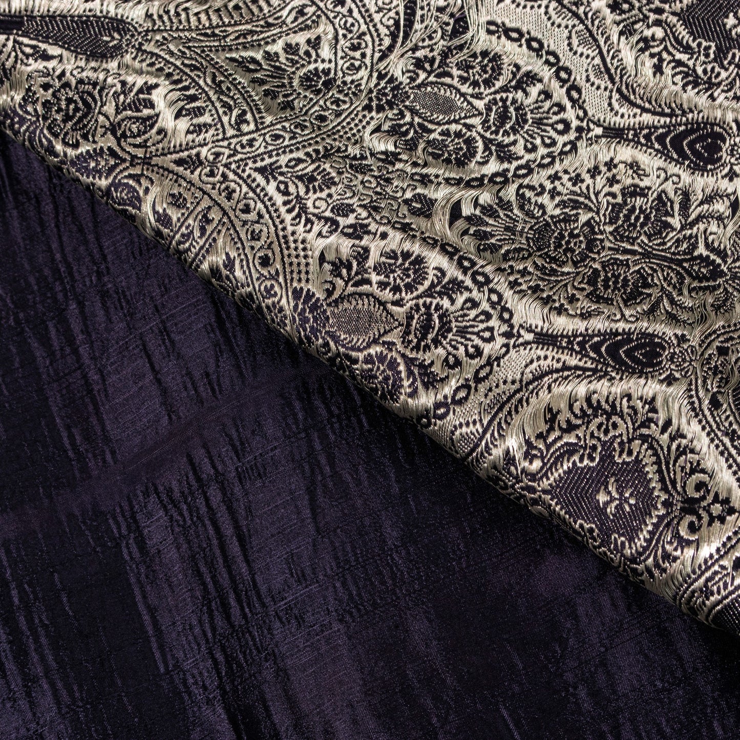 Sanskriti Vintage Black Pure Satin Saree Banarasi Brocade Zari Hand-Woven 6+Y