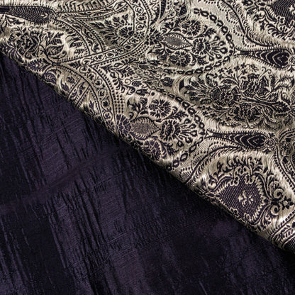 Sanskriti Vintage Black Pure Satin Saree Banarasi Brocade Zari Hand-Woven 6+Y