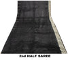 Sanskriti Vintage Black Pure Satin Saree Banarasi Brocade Zari Hand-Woven 6+Y