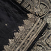 Sanskriti Vintage Black Pure Satin Saree Banarasi Brocade Zari Hand-Woven 6+Y