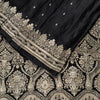 Sanskriti Vintage Black Pure Satin Saree Banarasi Brocade Zari Hand-Woven 6+Y