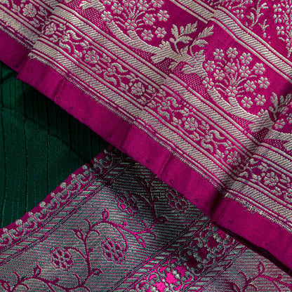 Sanskriti Vintage Green-Pink Pure Saree Banarasi Brocade Zari Hand-Woven 5+YD