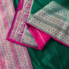 Sanskriti Vintage Green-Pink Pure Saree Banarasi Brocade Zari Hand-Woven 5+YD