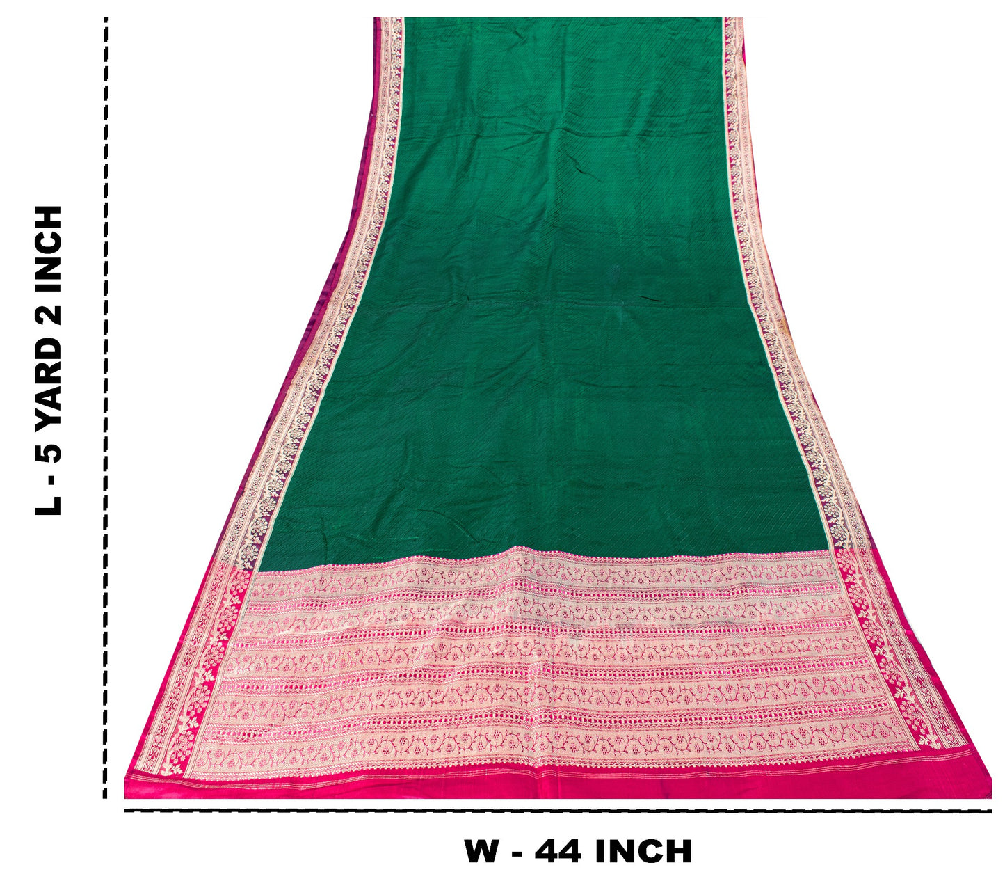 Sanskriti Vintage Green-Pink Pure Saree Banarasi Brocade Zari Hand-Woven 5+YD