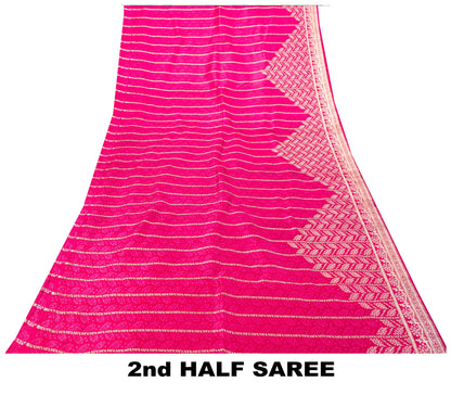 Sanskriti Vintage Green-Pink Pure Saree Banarasi Brocade Zari Hand-Woven 5+YD
