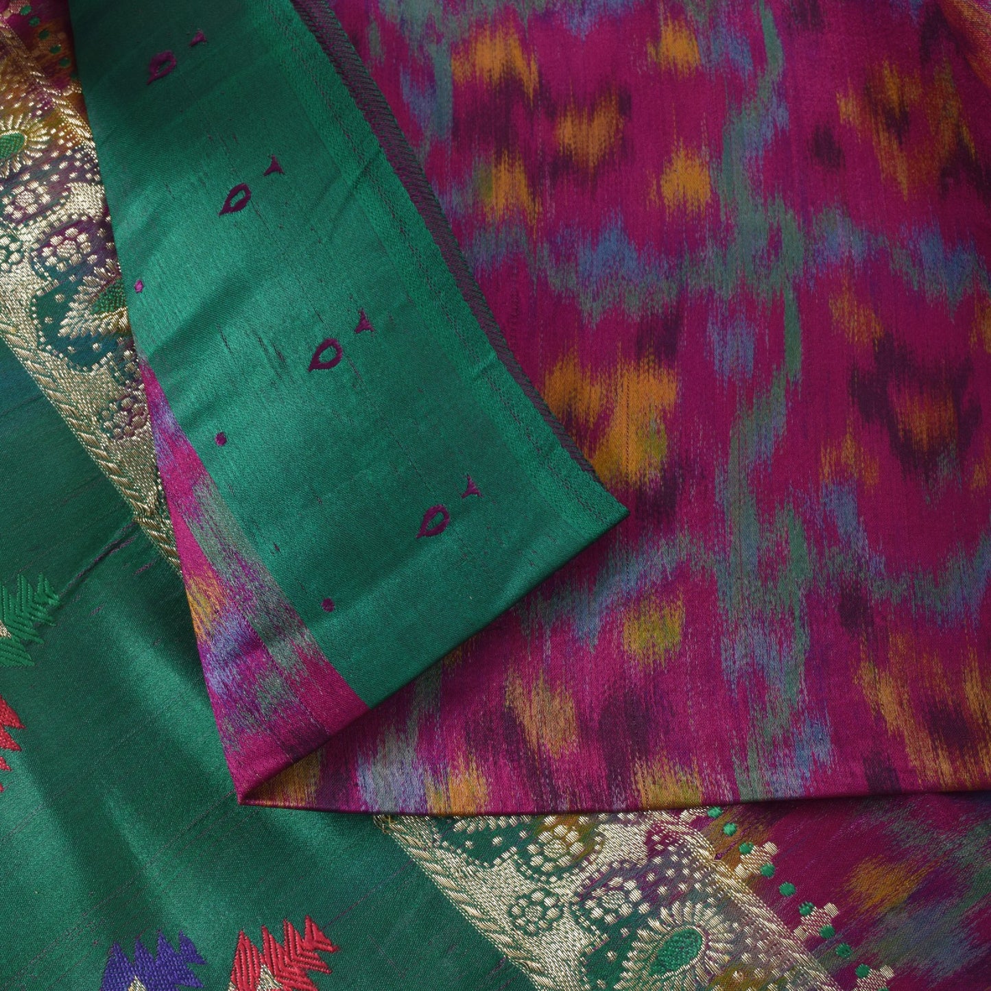 Sanskriti Vintage Katan Silk Saree Rankat Brocade Banarasi Zari Hand Woven 5+YD