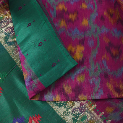 Sanskriti Vintage Katan Silk Saree Rankat Brocade Banarasi Zari Hand Woven 5+YD