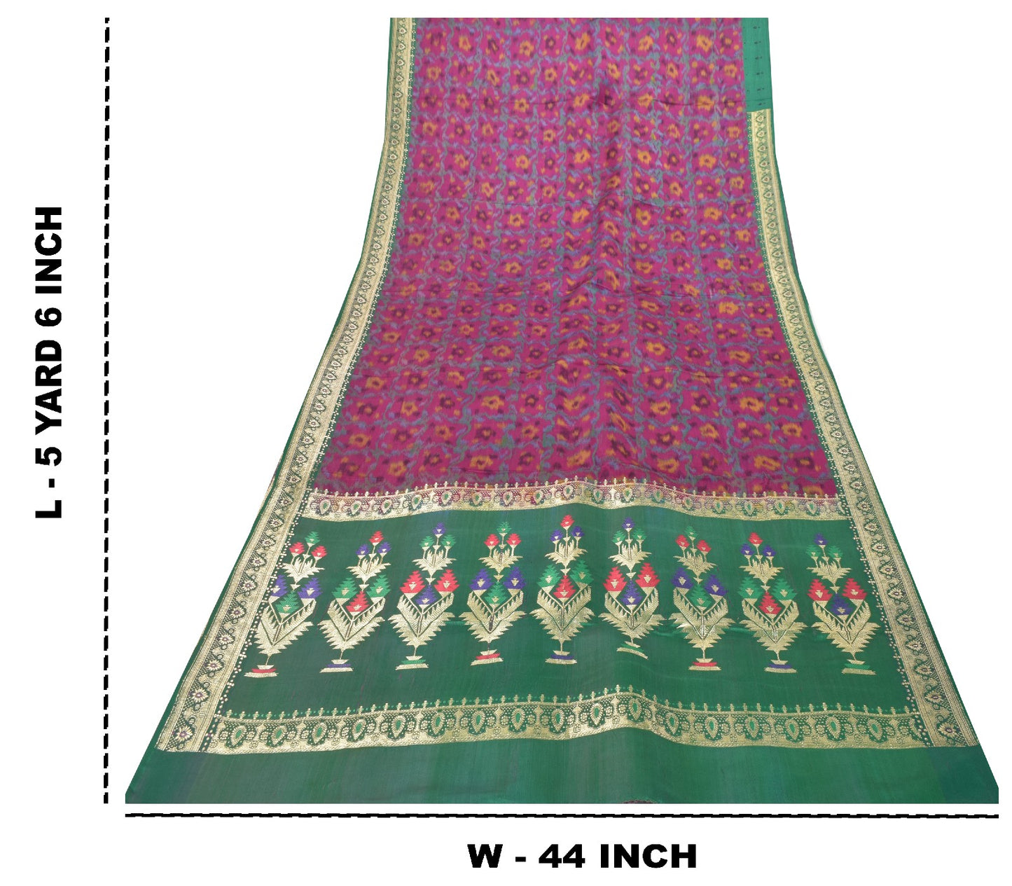 Sanskriti Vintage Katan Silk Saree Rankat Brocade Banarasi Zari Hand Woven 5+YD