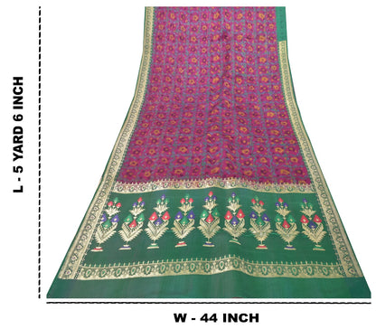Sanskriti Vintage Katan Silk Saree Rankat Brocade Banarasi Zari Hand Woven 5+YD