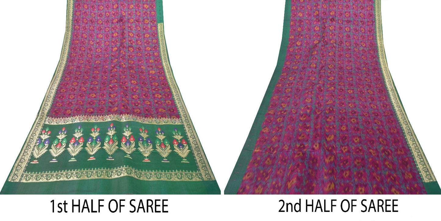 Sanskriti Vintage Katan Silk Saree Rankat Brocade Banarasi Zari Hand Woven 5+YD