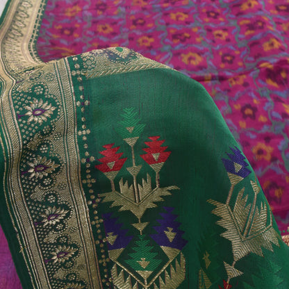 Sanskriti Vintage Katan Silk Saree Rankat Brocade Banarasi Zari Hand Woven 5+YD