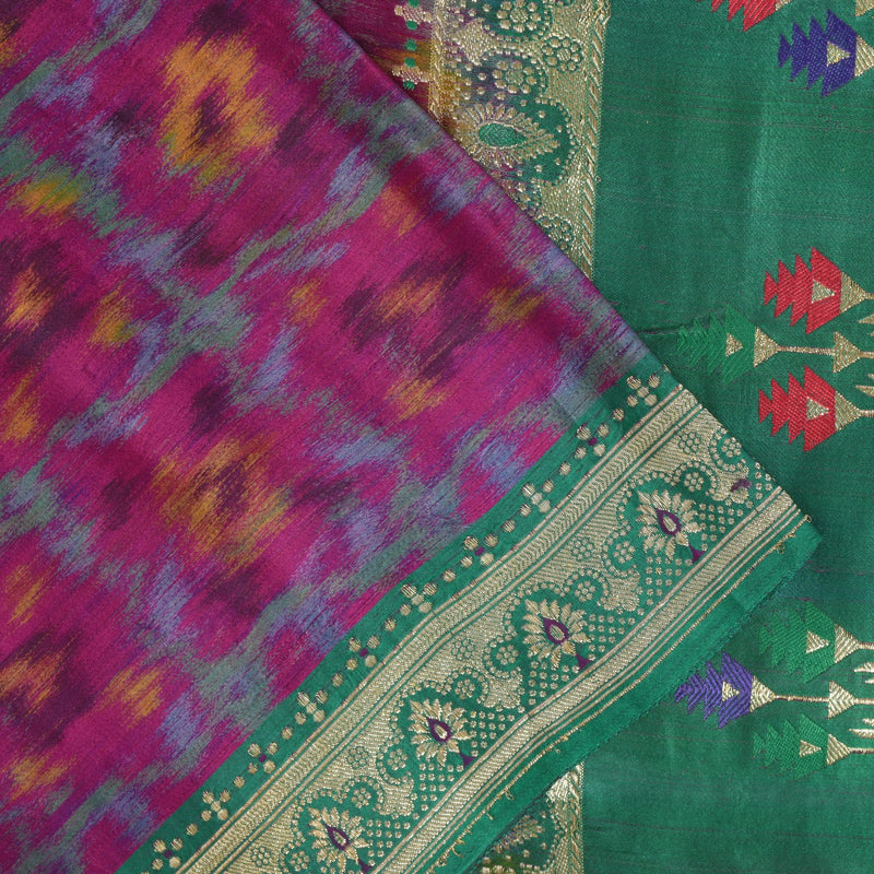 Sanskriti Vintage Katan Silk Saree Rankat Brocade Banarasi Zari Hand Woven 5+YD