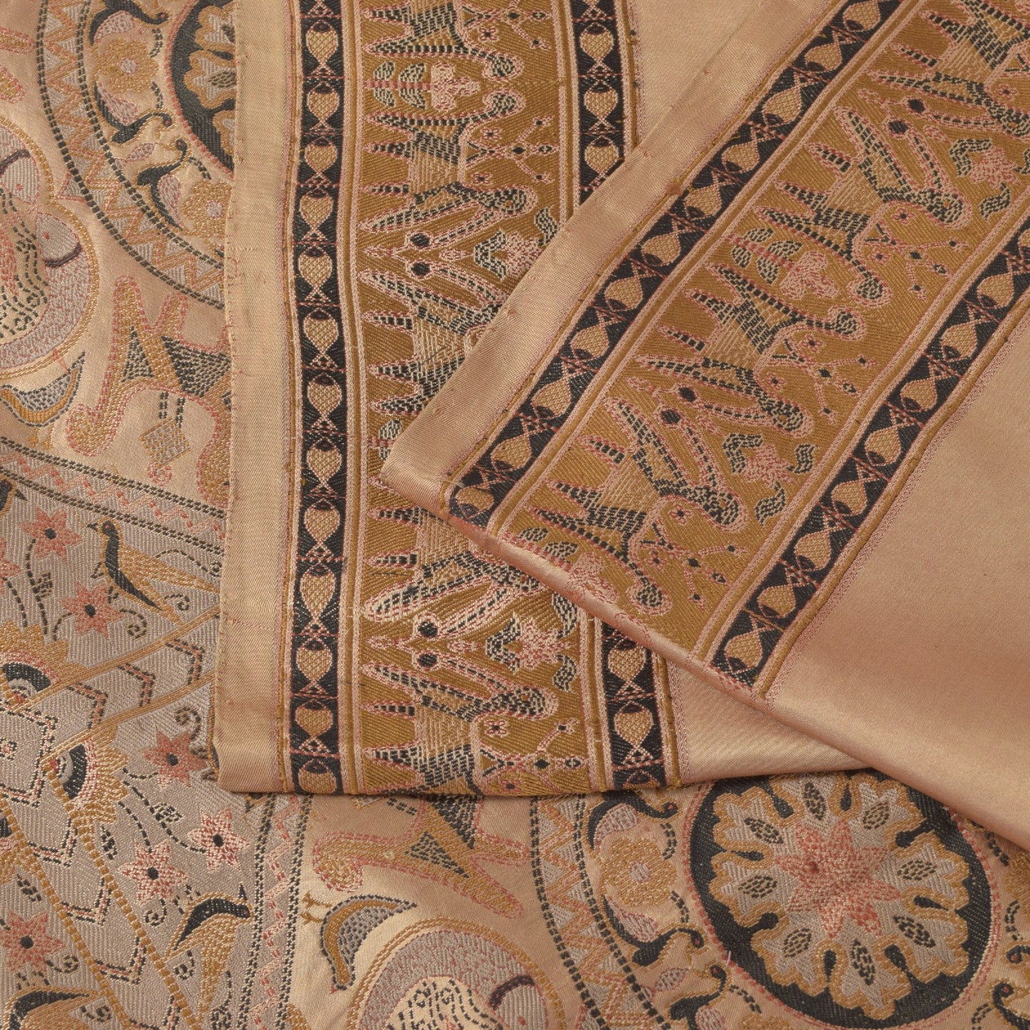 Sanskriti Vintage Pink Soft Pure Satin Saree Banarasi Brocade Hand-Woven 5.5+Yd