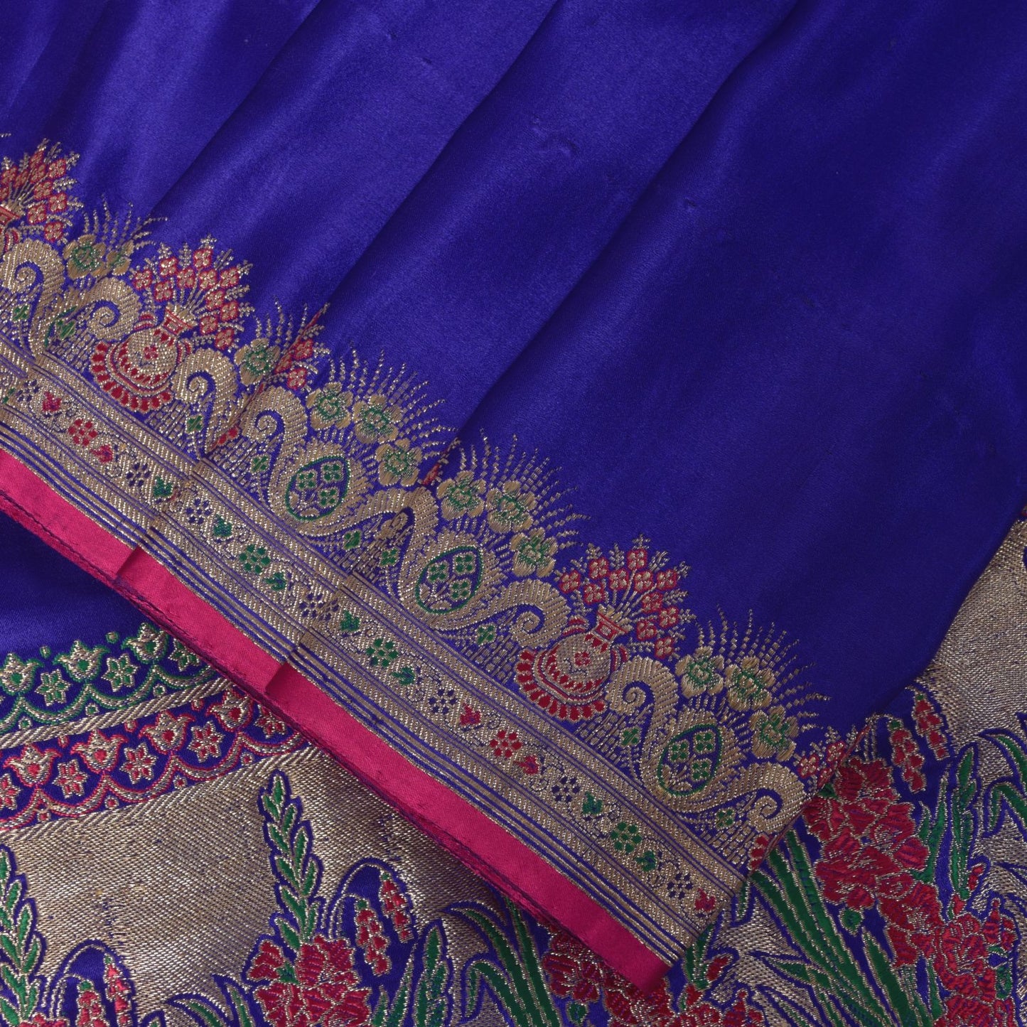 Sanskriti Vintage Soft BluePure Satin Saree Banarasi Brocade Zari Handwoven 5+YD
