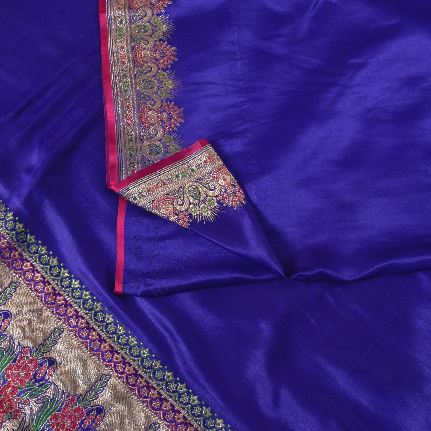 Sanskriti Vintage Soft BluePure Satin Saree Banarasi Brocade Zari Handwoven 5+YD