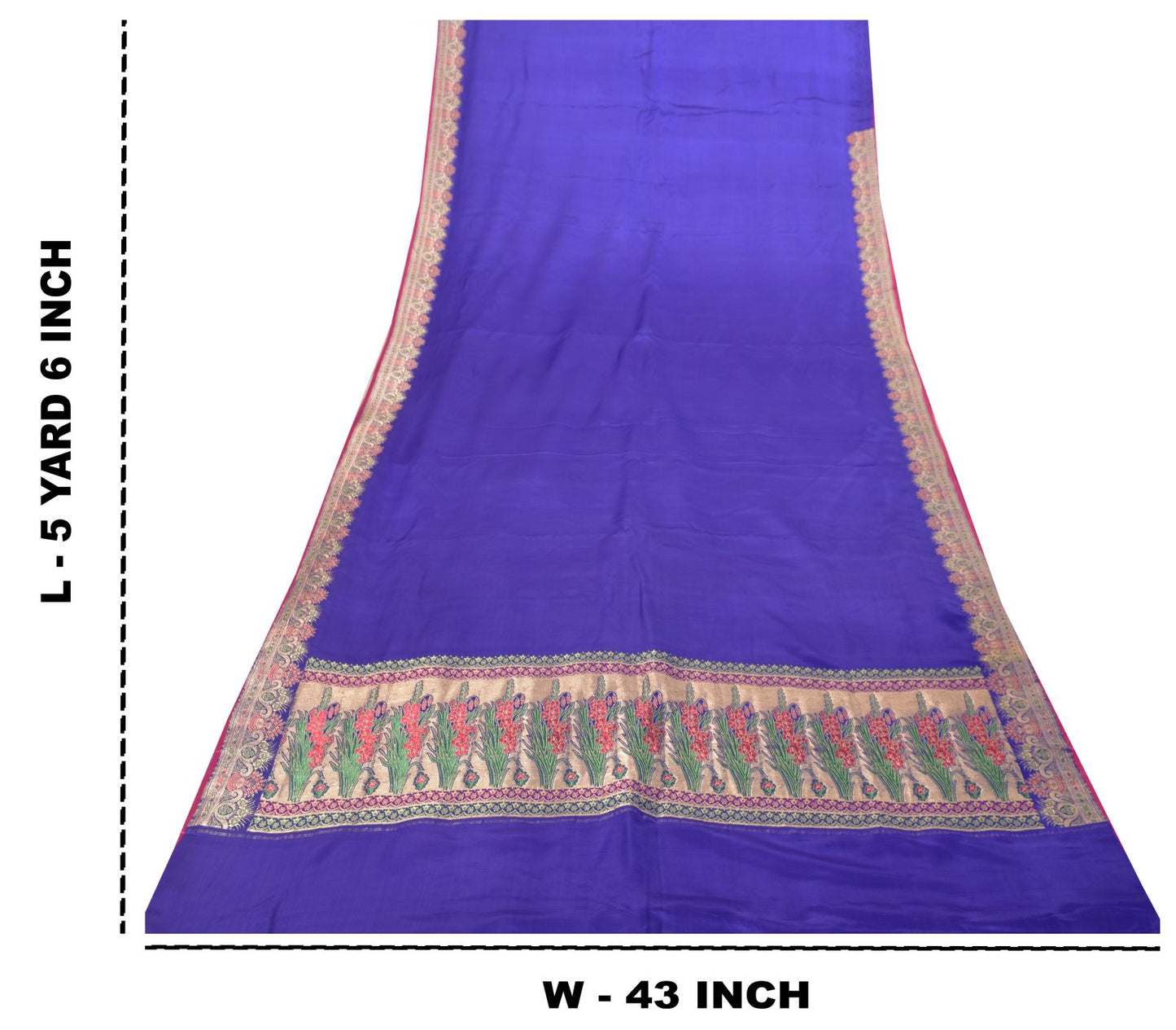 Sanskriti Vintage Soft BluePure Satin Saree Banarasi Brocade Zari Handwoven 5+YD