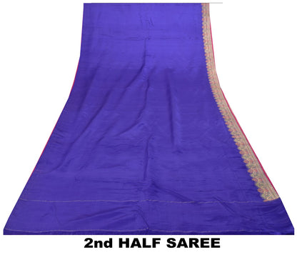 Sanskriti Vintage Soft BluePure Satin Saree Banarasi Brocade Zari Handwoven 5+YD