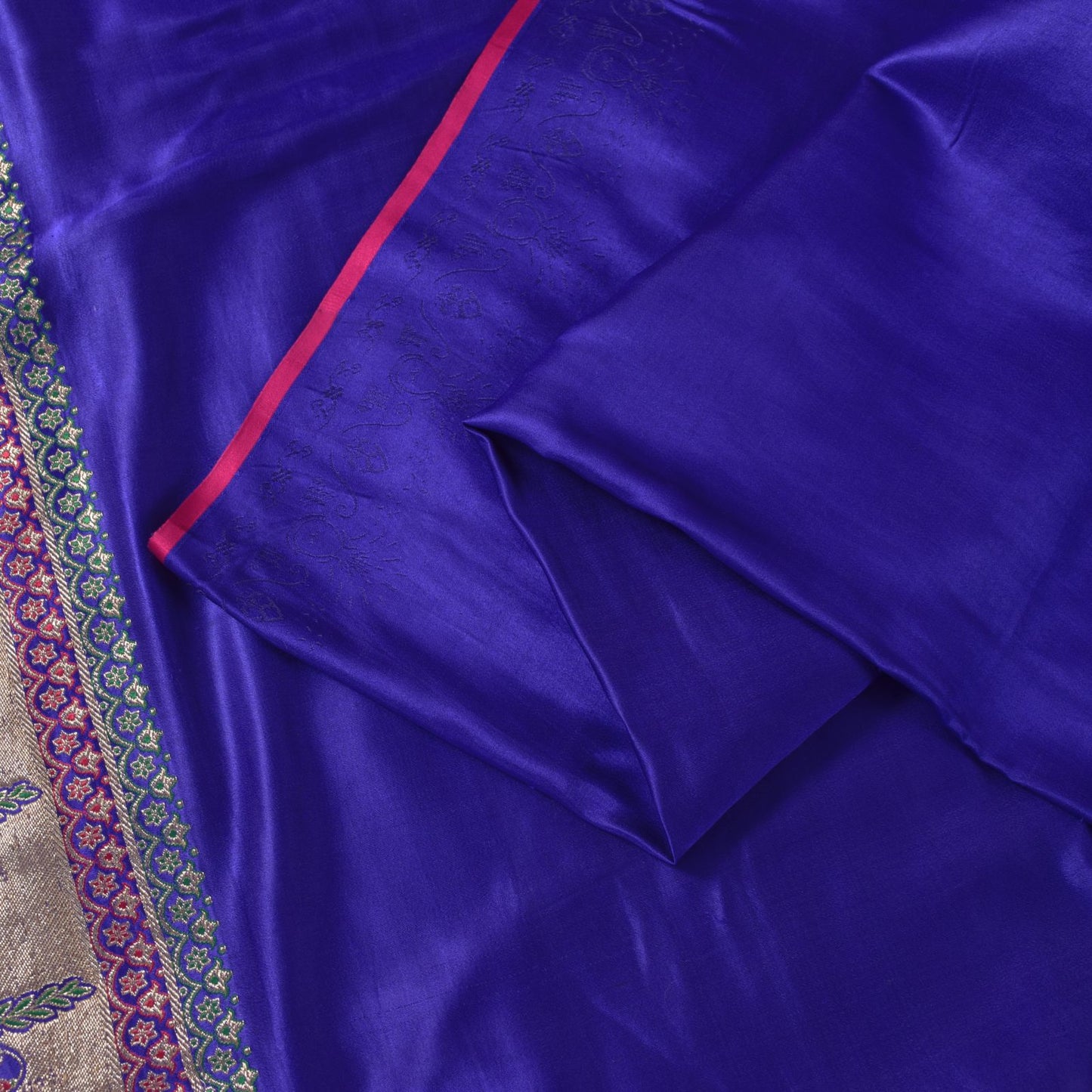 Sanskriti Vintage Soft BluePure Satin Saree Banarasi Brocade Zari Handwoven 5+YD