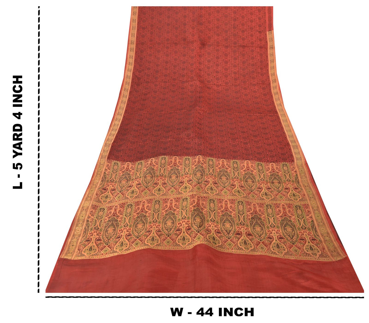 Sanskriti Vintage Soft DarkRed Pure Satin Saree Banarasi Brocade Hand-Woven 5+YD