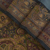 Sanskriti Vintage Gray-Blue 100%Pure Silk Saree Tanchoi Brocade Hand-Woven 5.5YD