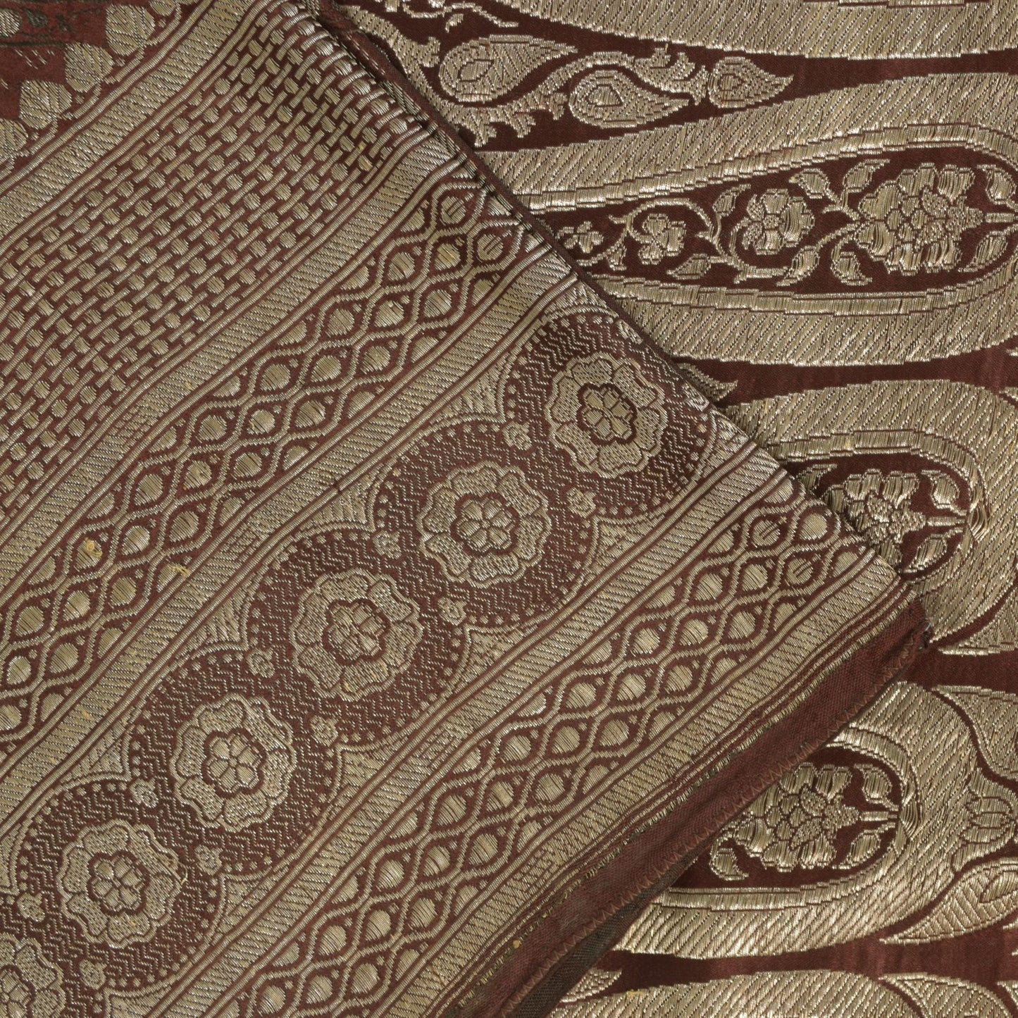 Sanskriti Vintage Brown Soft Pure Satin Saree Banarasi Brocade Zari Handmade 5+Y