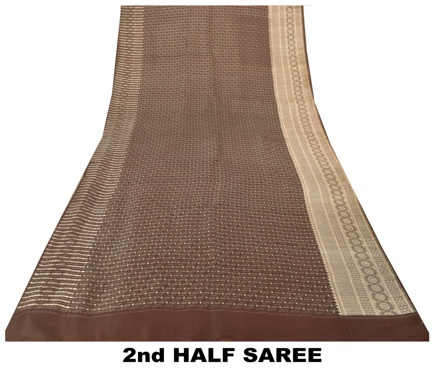Sanskriti Vintage Brown Soft Pure Satin Saree Banarasi Brocade Zari Handmade 5+Y