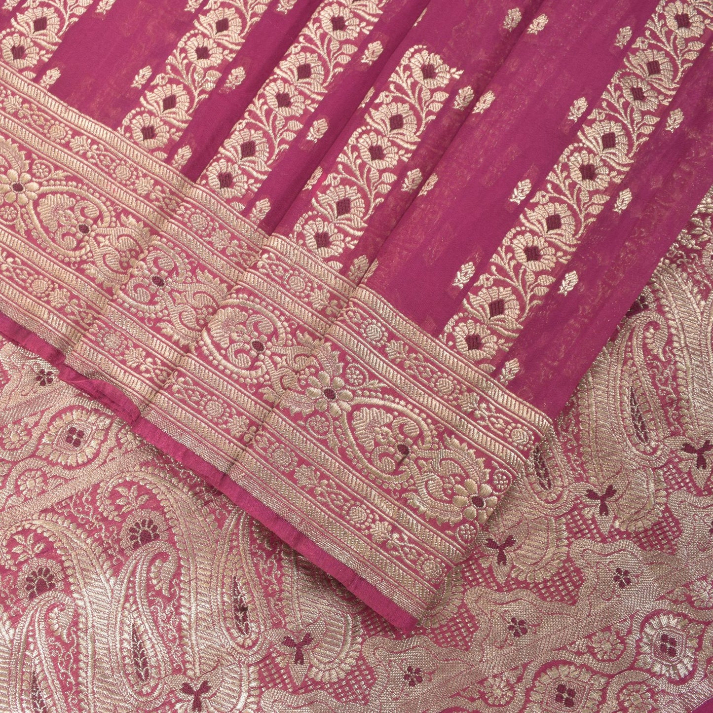 Sanskriti Vintage Pink Soft Blend Silk Saree Banarasi Brocade Zari Handmade 5.5Y