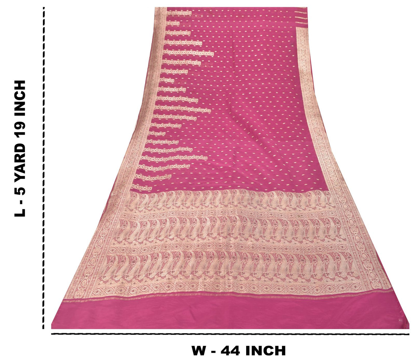 Sanskriti Vintage Pink Soft Blend Silk Saree Banarasi Brocade Zari Handmade 5.5Y