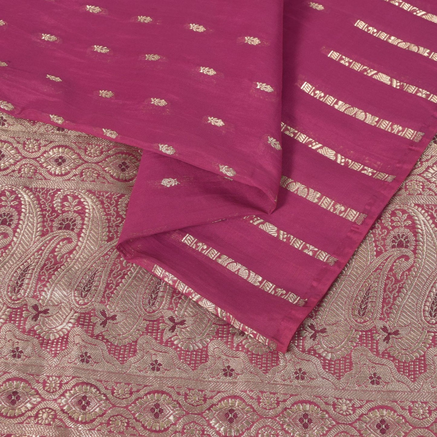 Sanskriti Vintage Pink Soft Blend Silk Saree Banarasi Brocade Zari Handmade 5.5Y