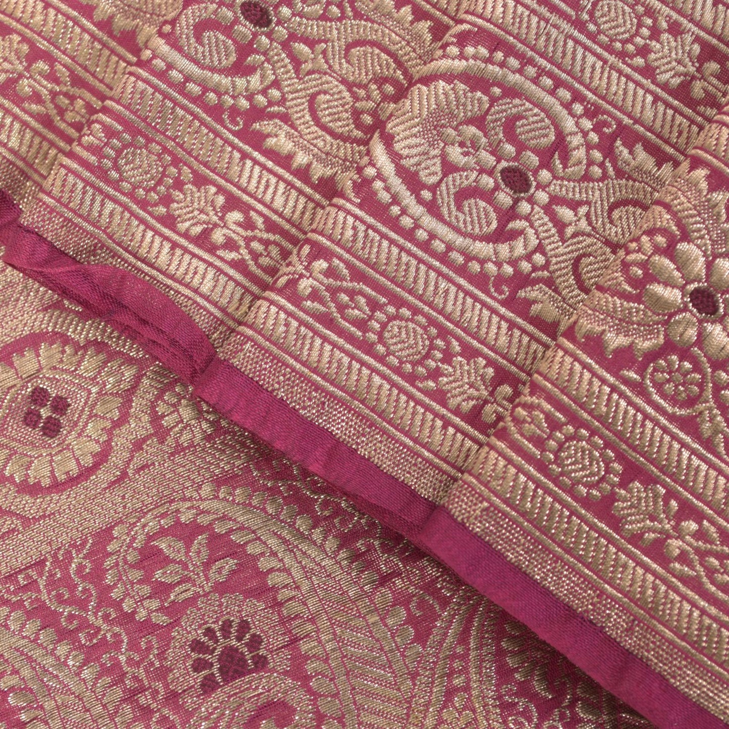 Sanskriti Vintage Pink Soft Blend Silk Saree Banarasi Brocade Zari Handmade 5.5Y