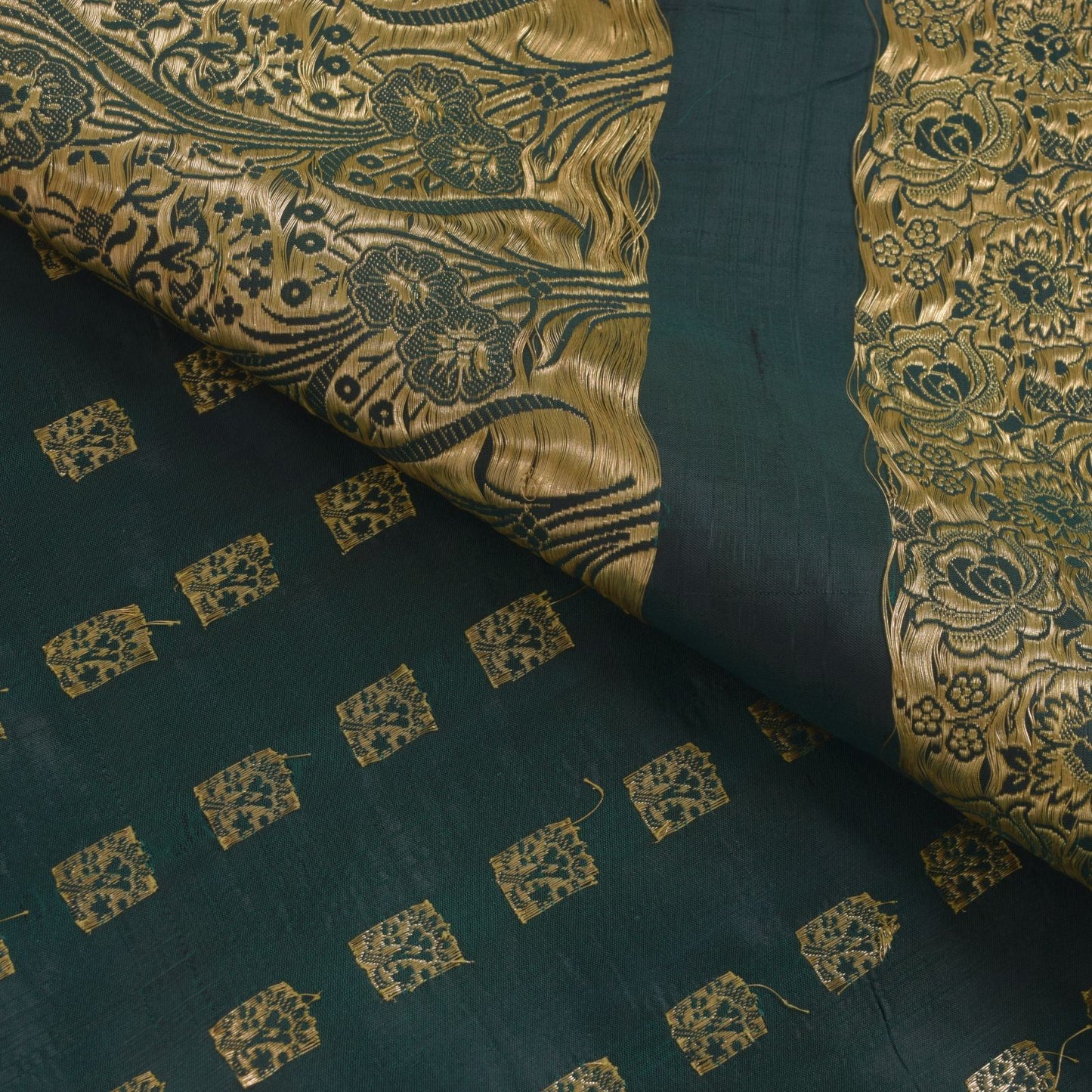 Sanskriti Vintage Cyan Pure Satin Saree Banarasi Brocade Zari Hand-Woven 5+YD