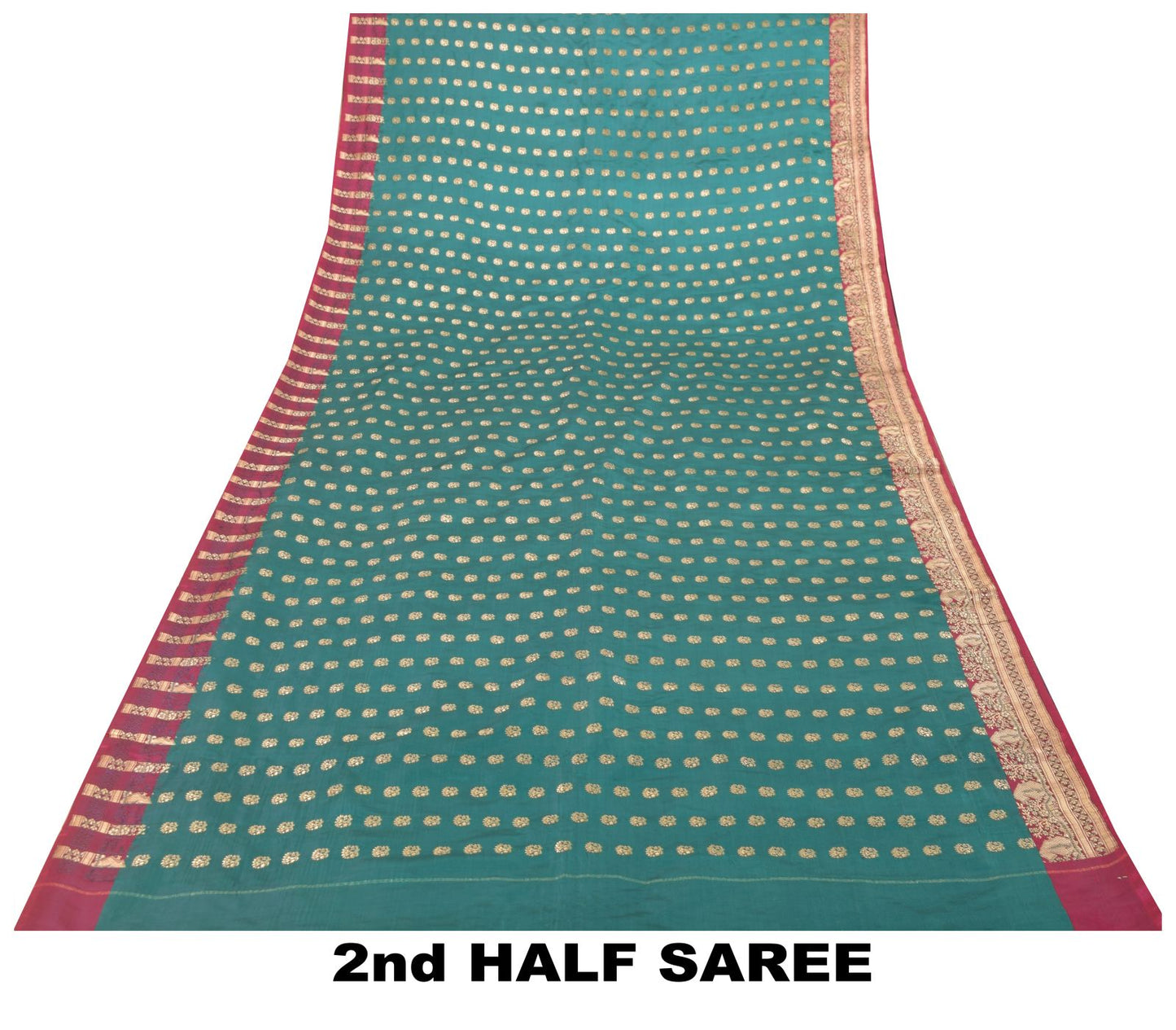Sanskriti Vintage Cyan Pure Satin Saree Banarasi Brocade Zari Hand-Woven 5+YD