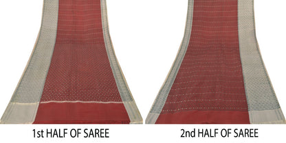 Sanskriti Vintage Soft Red Pure Silk Saree Banarasi Brocade Hand-Woven 4.5+yard